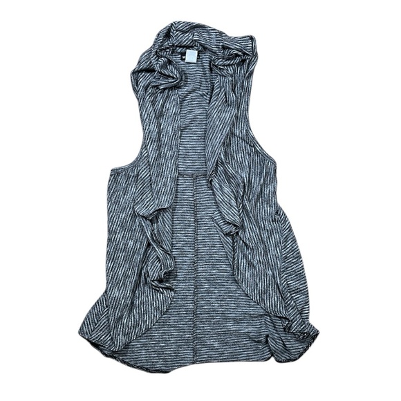 Wet Seal Long Vest Black White Pattern Flowy Open Women's Size Medium M - Picture 1 of 8